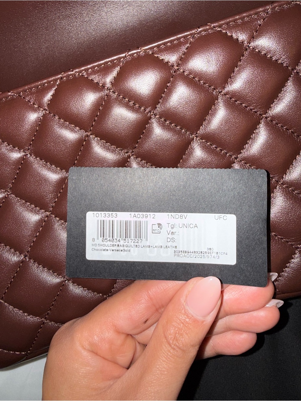 Versace Quilted Lambskin Medusa Shoulder Bag - Chocolate Brown (NEVER USED) - Picture 4 of 4